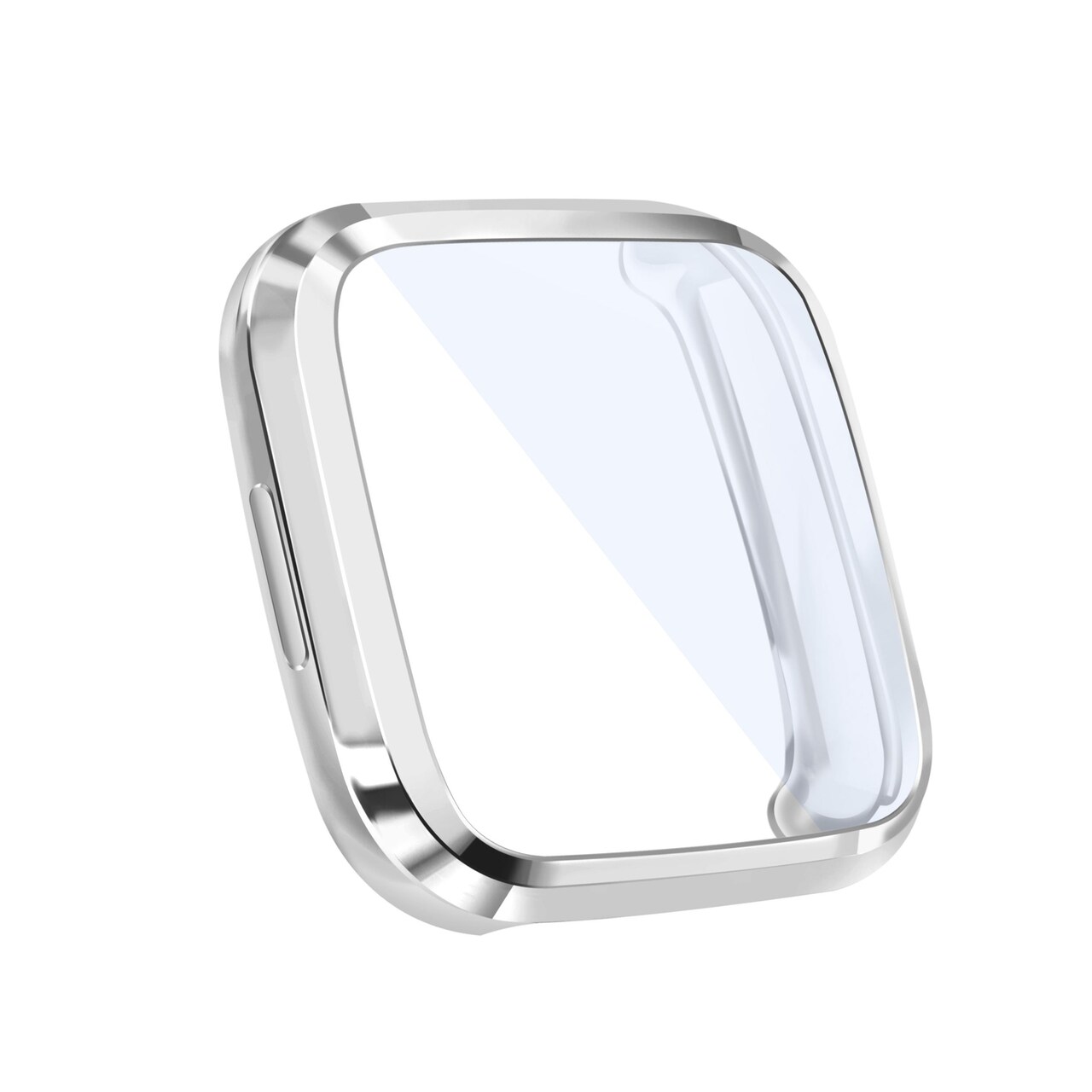 Screen Protector compatible with Fitbit Versa 2 Smartwatch, with Soft TPU Rubber Protective Case All Around Shockproof Bumper Full Cover, Clear/Silver by Insten